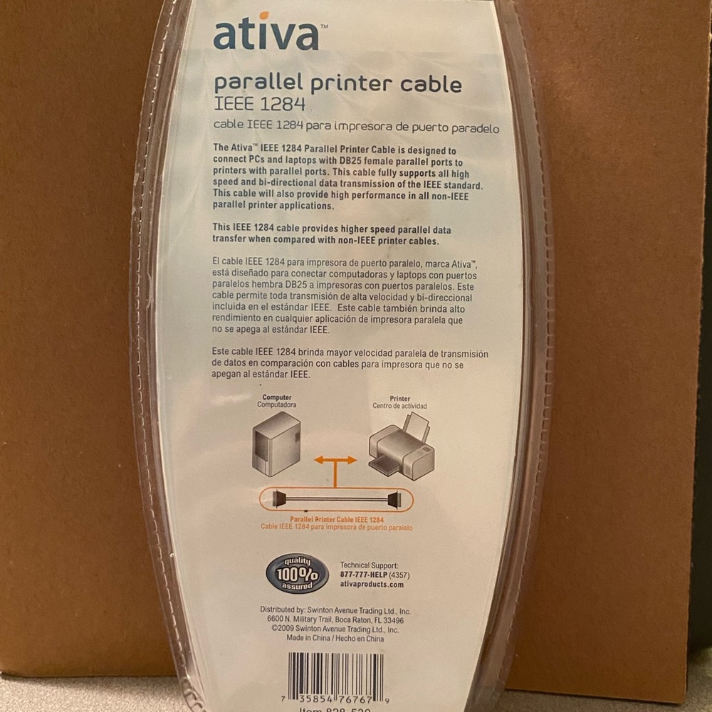 Ativa Parallel Printer Cable - Picture 2 of 5